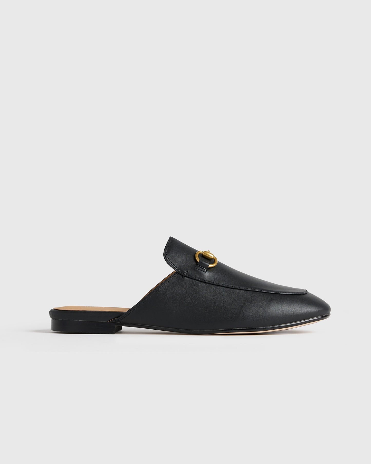 Italian Leather Horsebit Black Loafer Mule