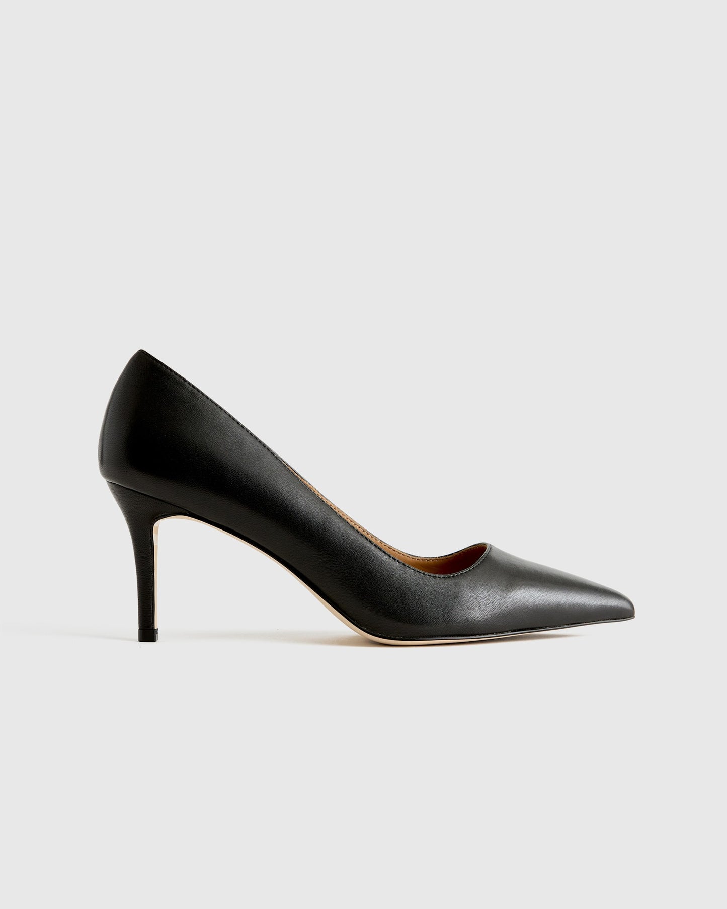 Italian Leather 75mm Pointy Black Toe Pump