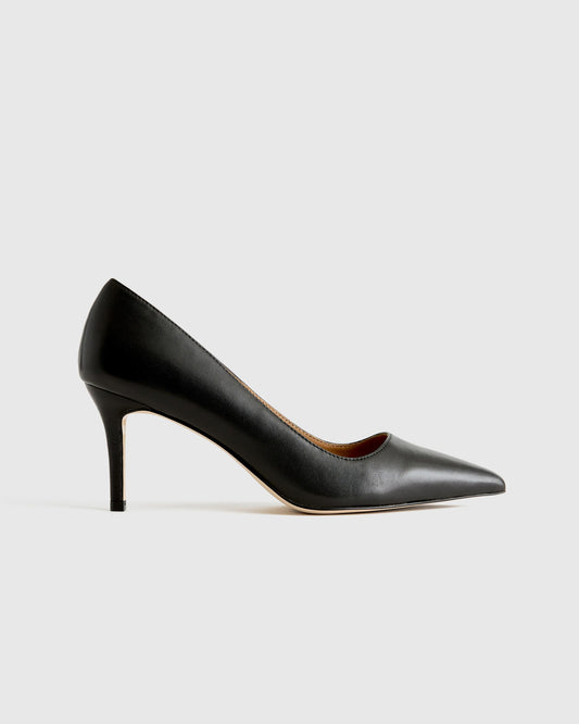 Italian Leather 75mm Pointy Black Toe Pump