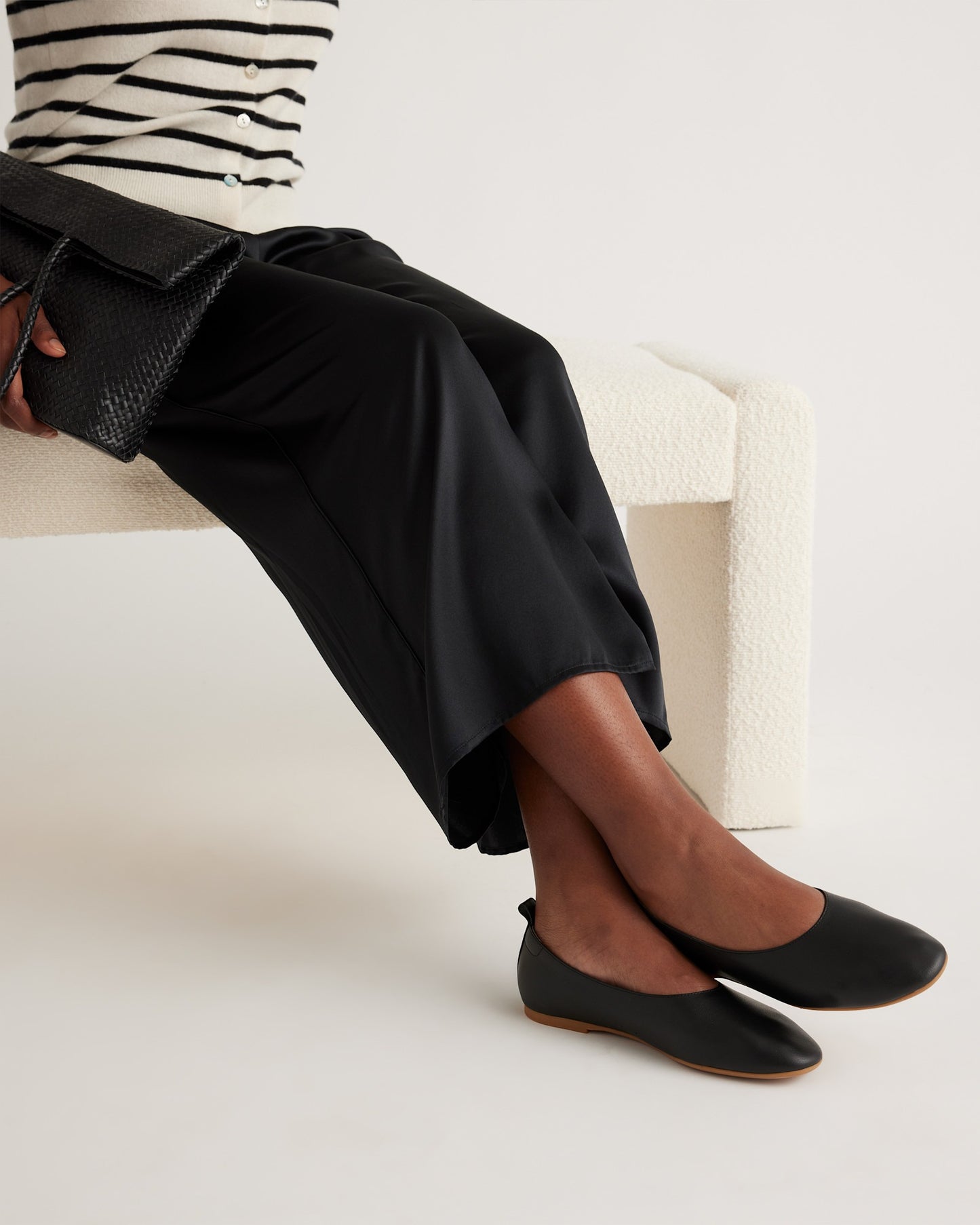 Italian Leather Glove Ballet Flat Black Loafer