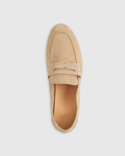 Italian Suede Penny Almond Loafer