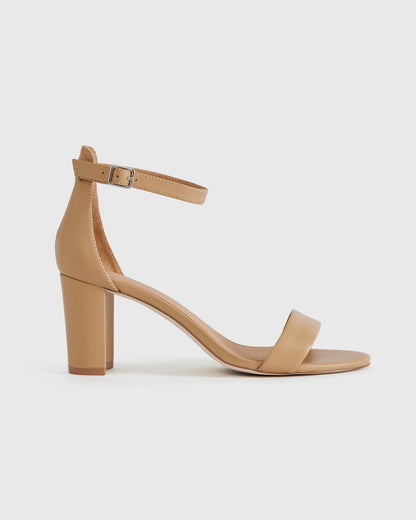 Italian Leather Cashew 65mm Block Heel