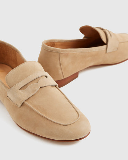 Italian Suede Penny Almond Loafer