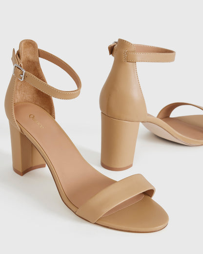 Italian Leather Cashew 65mm Block Heel