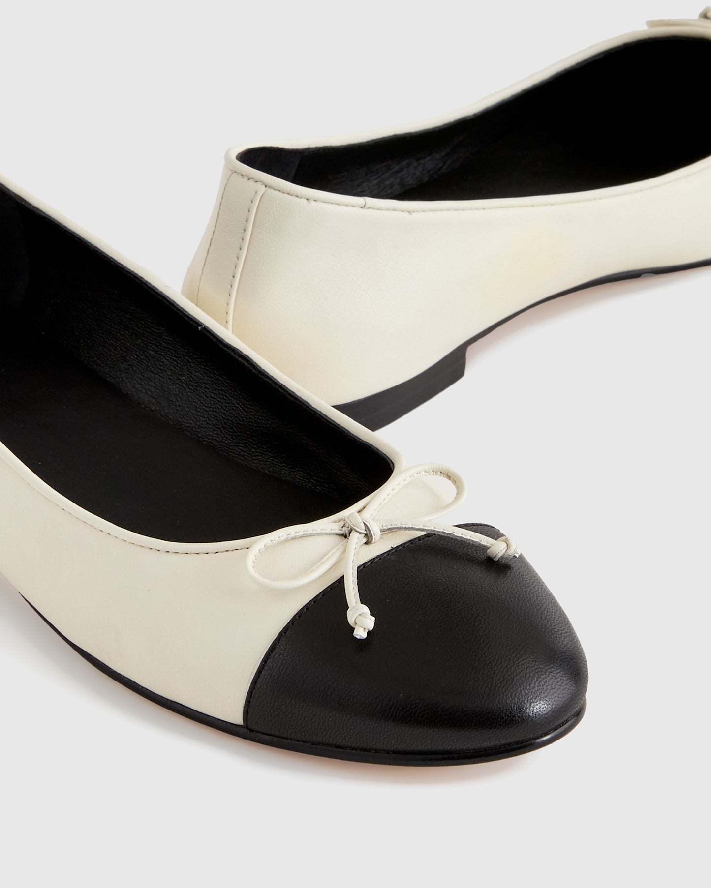 Italian Leather Cap-Toe Ballet Flat Shoes