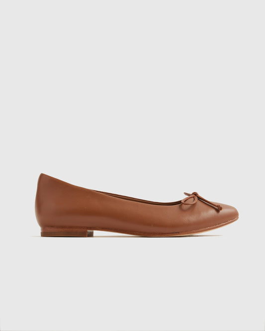 Italian Leather Pointed Bow Flat Shoes